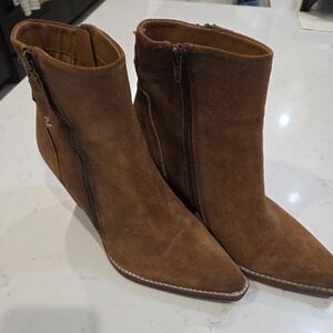 Zodiac Tan Suede Ankle Booties